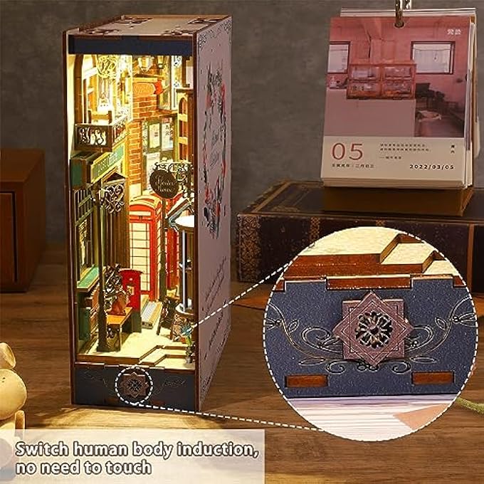 DIY BOOK NOOK KITS, ASSEMBLE 3D WOODEN PUZZLES BOOKSHELF INSERT WITH LED LIGHT, BOOKNOOK KITS BOOK DECOR GIFTS FOR TEENS ADULTS - Image 3